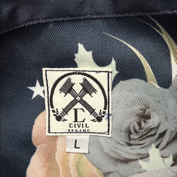 Civil Men’s Navy Floral and Stars Button-Down Shirt, Size Large, NWT - Picture 9 of 11